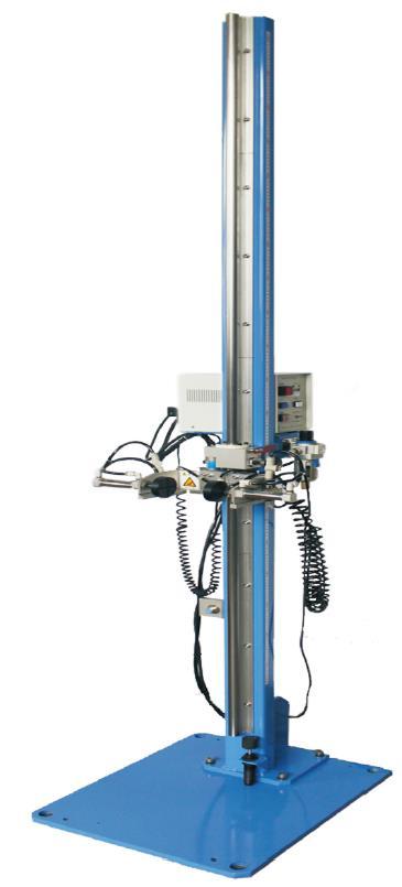 Portable-product drop tester with a vertical guide and specimen holder. Representative catalog photograph.